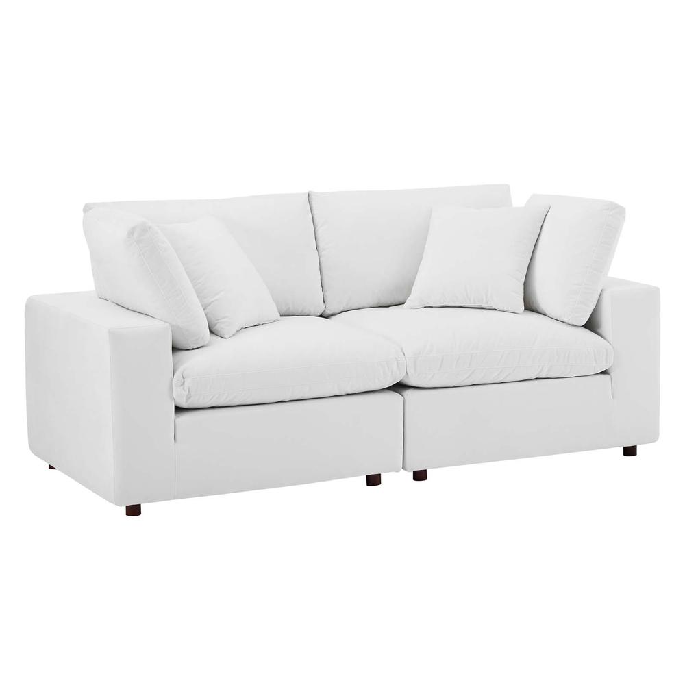 Commix Down Filled Overstuffed Performance Velvet Loveseat - White EEI-4816-WHI. The main picture.