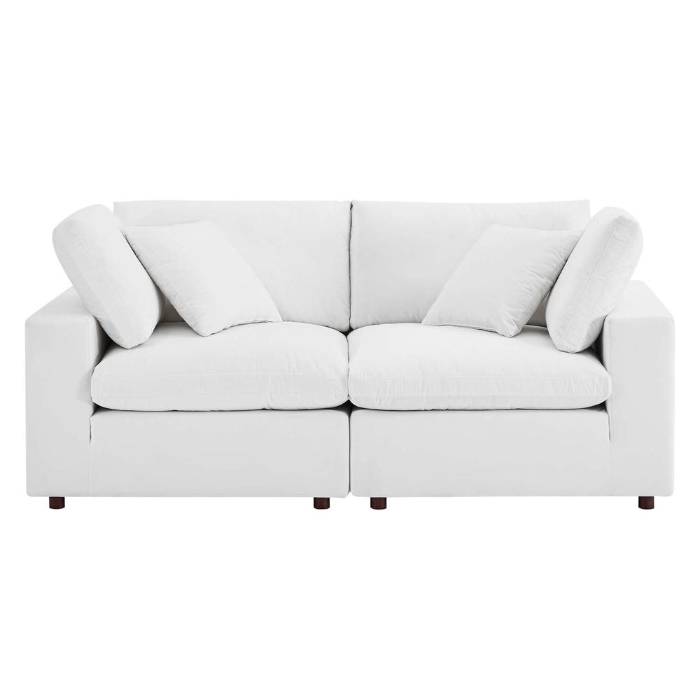 Commix Down Filled Overstuffed Performance Velvet Loveseat - White EEI-4816-WHI. Picture 2