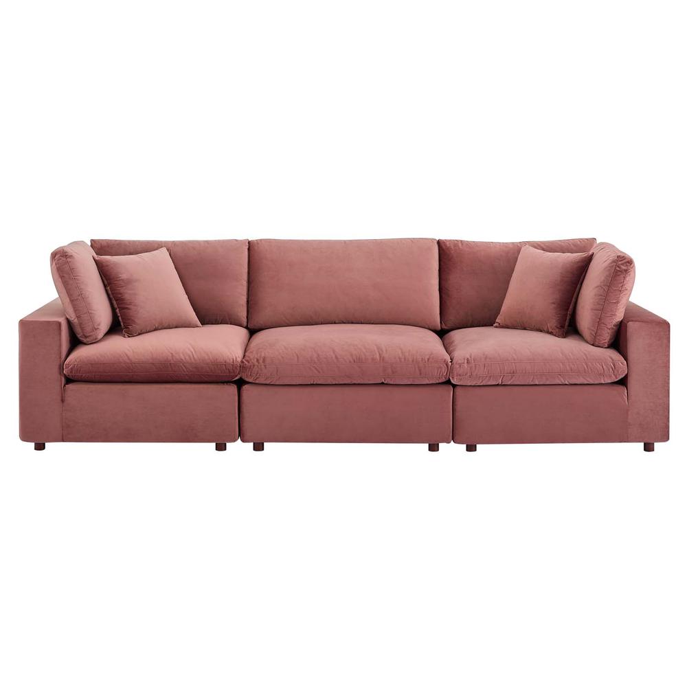 Commix Down Filled Overstuffed Performance Velvet 3-Seater Sofa. Picture 2