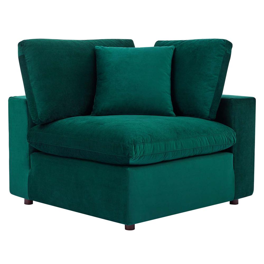 Commix Down Filled Overstuffed Performance Velvet 3-Seater Sofa - Green EEI-4817-GRN. Picture 3
