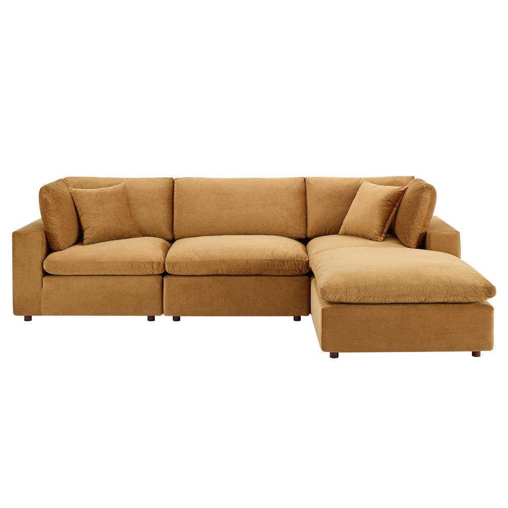 Commix Down Filled Overstuffed Performance Velvet 4-Piece Sectional Sofa. Picture 2