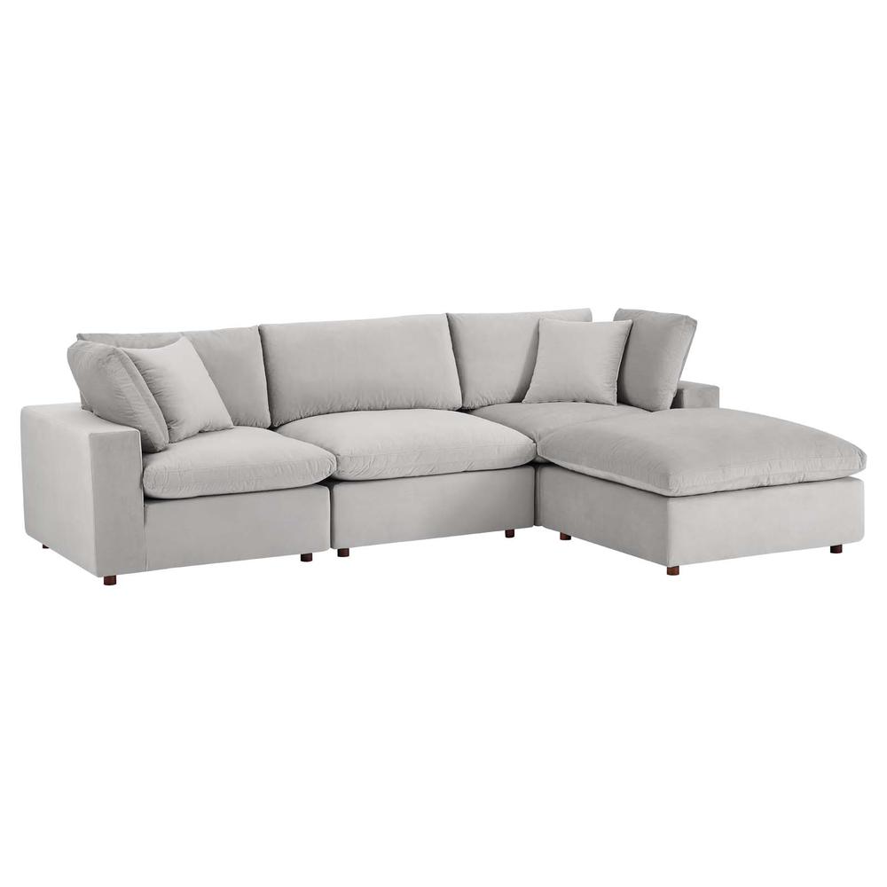 Commix Down Filled Overstuffed Performance Velvet 4-Piece Sectional Sofa. Picture 1