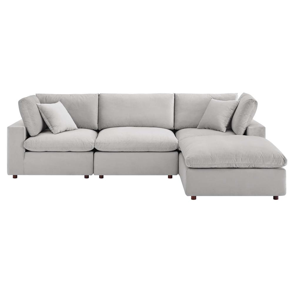 Commix Down Filled Overstuffed Performance Velvet 4-Piece Sectional Sofa. Picture 2
