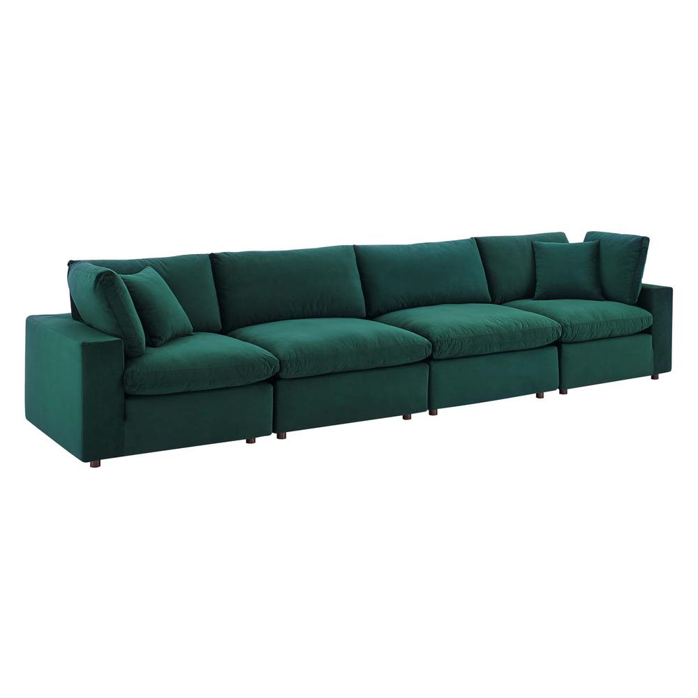 Commix Down Filled Overstuffed Performance Velvet 4-Seater Sofa. Picture 1