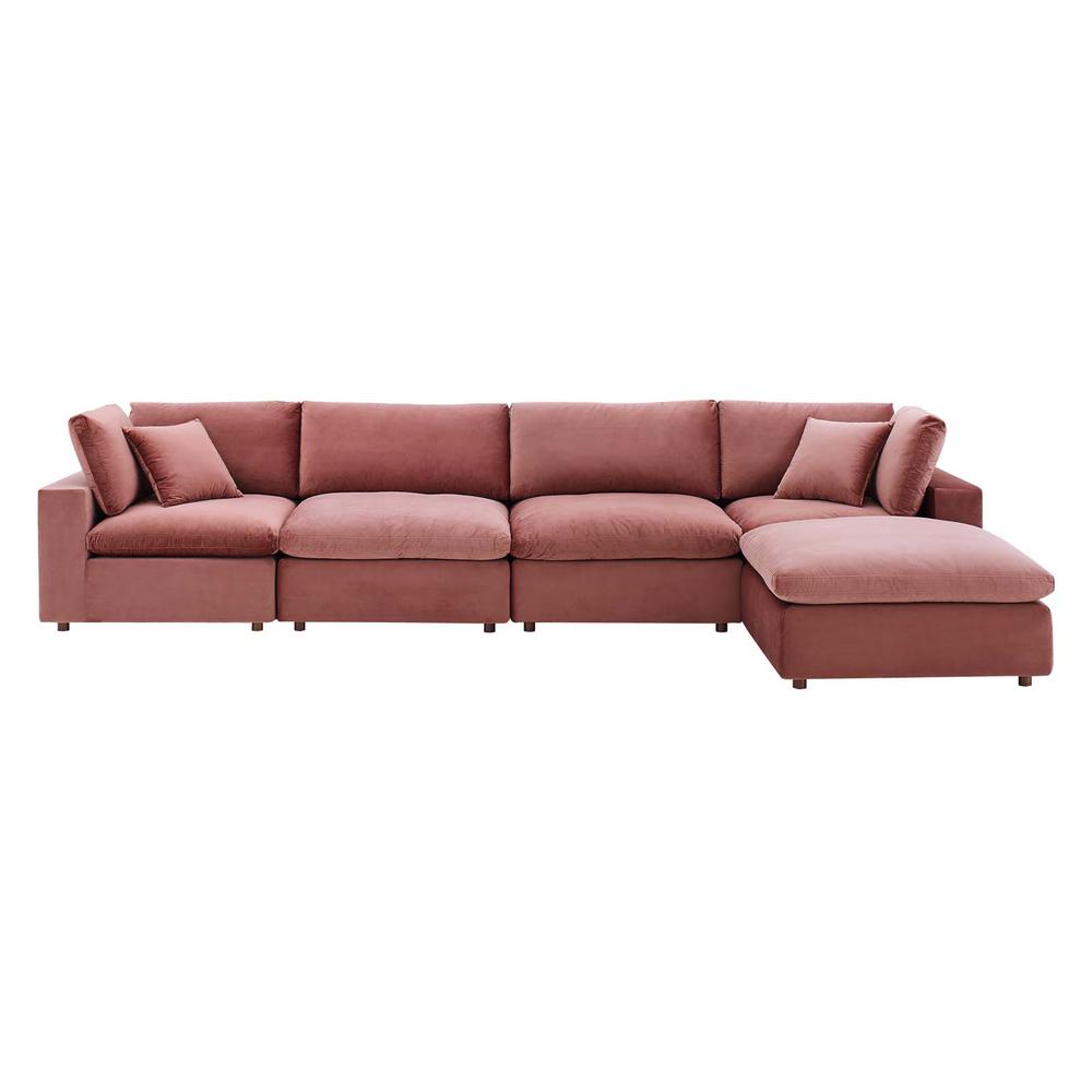 Commix Down Filled Overstuffed Performance Velvet 5-Piece Sectional Sofa. Picture 2