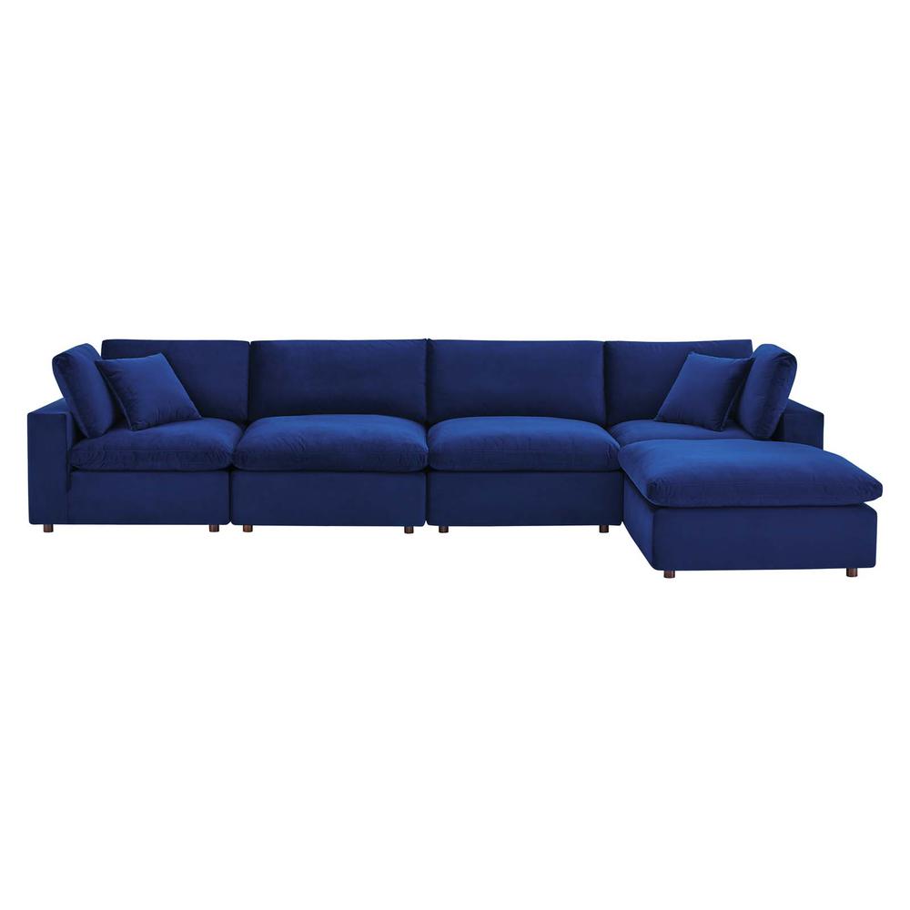 Commix Down Filled Overstuffed Performance Velvet 5-Piece Sectional Sofa. Picture 2