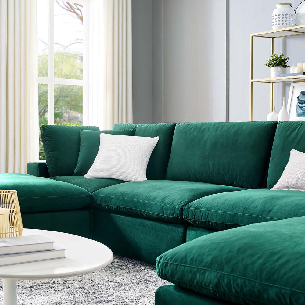 Commix Down Filled Overstuffed Performance Velvet 6-Piece Sectional Sofa - Green EEI-4821-GRN. Picture 12