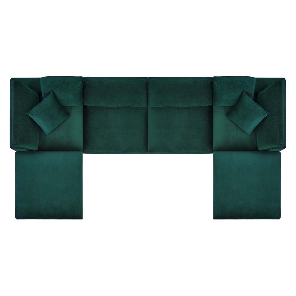 Commix Down Filled Overstuffed Performance Velvet 6-Piece Sectional Sofa - Green EEI-4821-GRN. Picture 2
