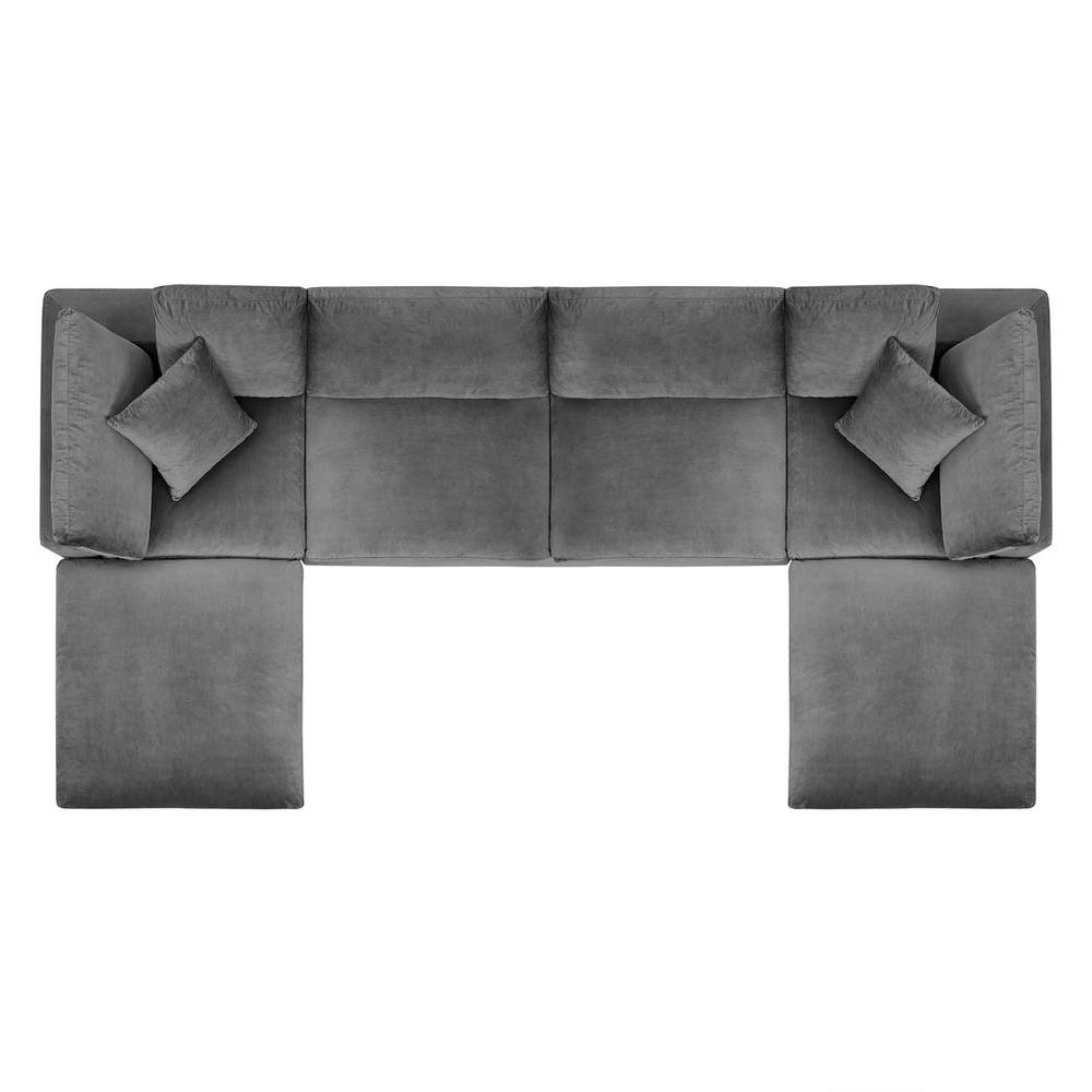 Commix Down Filled Overstuffed Performance Velvet 6-Piece Sectional Sofa. Picture 2
