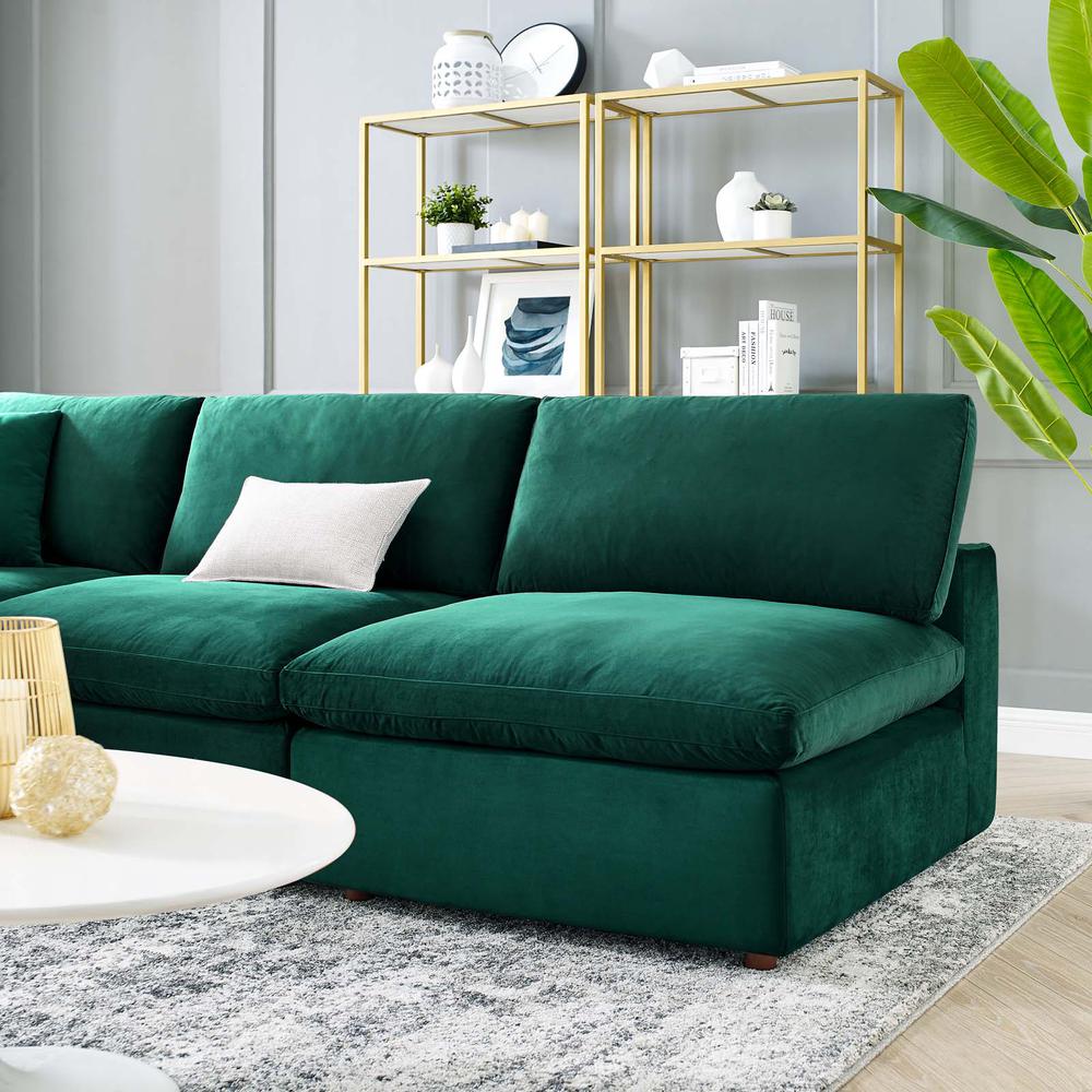 Commix Down Filled Overstuffed Performance Velvet 5-Piece Sectional Sofa - Green EEI-4822-GRN. Picture 9