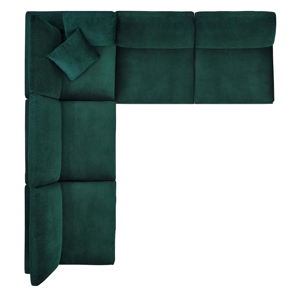 Commix Down Filled Overstuffed Performance Velvet 5-Piece Sectional Sofa - Green EEI-4822-GRN. Picture 2