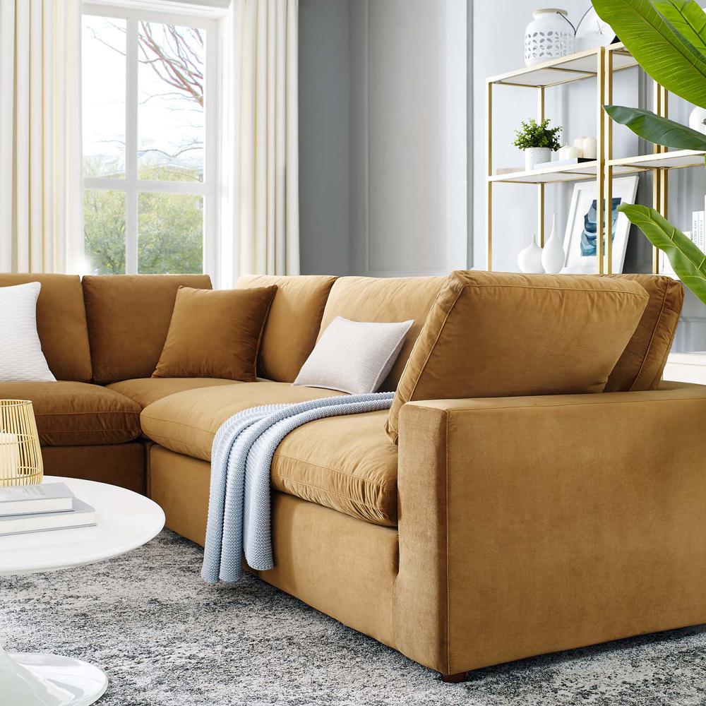 Commix Down Filled Overstuffed Performance Velvet 5-Piece Sectional Sofa. Picture 9