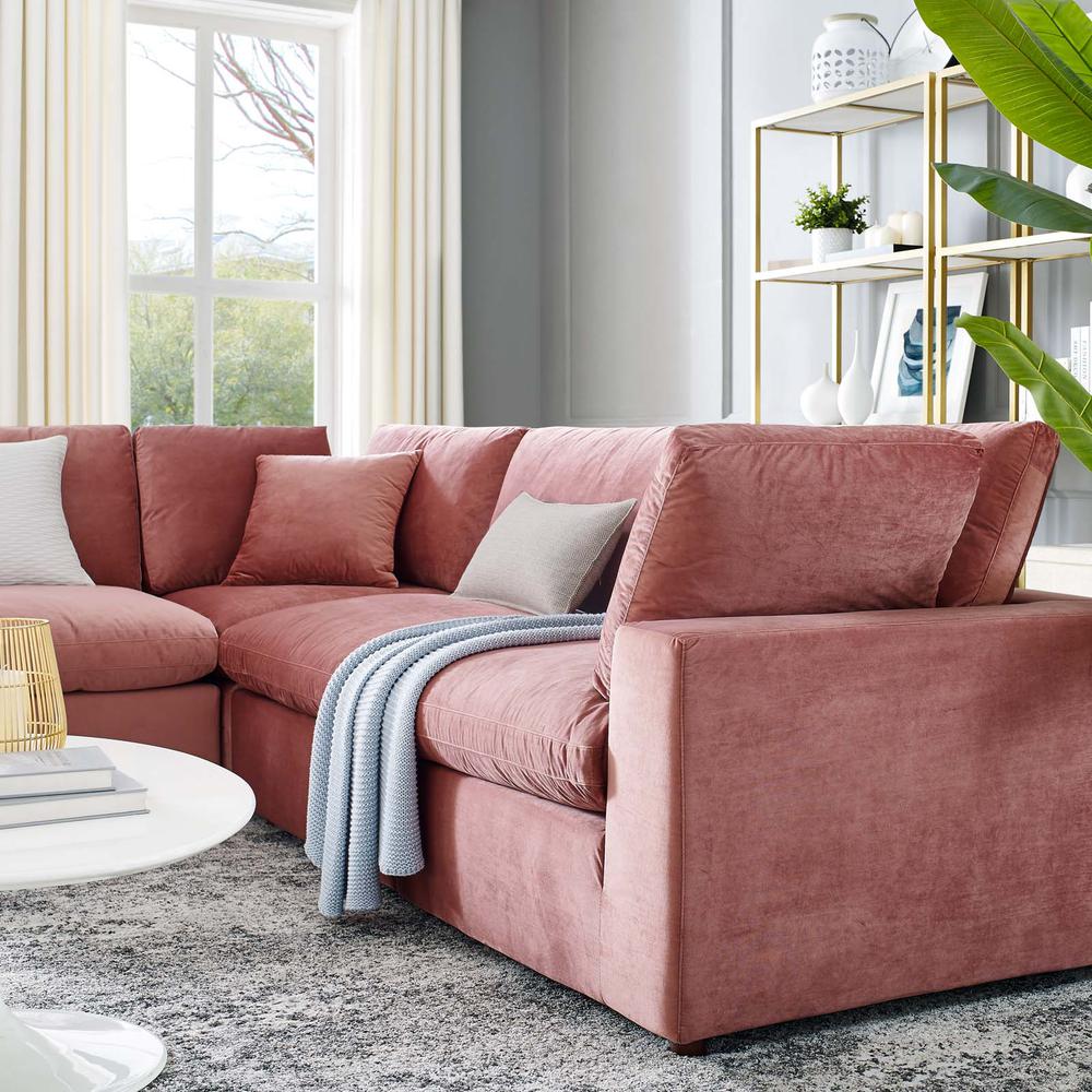 Commix Down Filled Overstuffed Performance Velvet 5-Piece Sectional Sofa. Picture 9