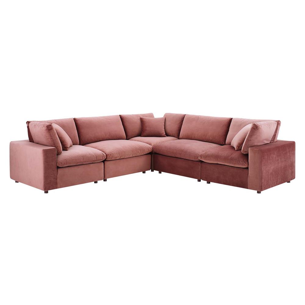Commix Down Filled Overstuffed Performance Velvet 5-Piece Sectional Sofa. Picture 1