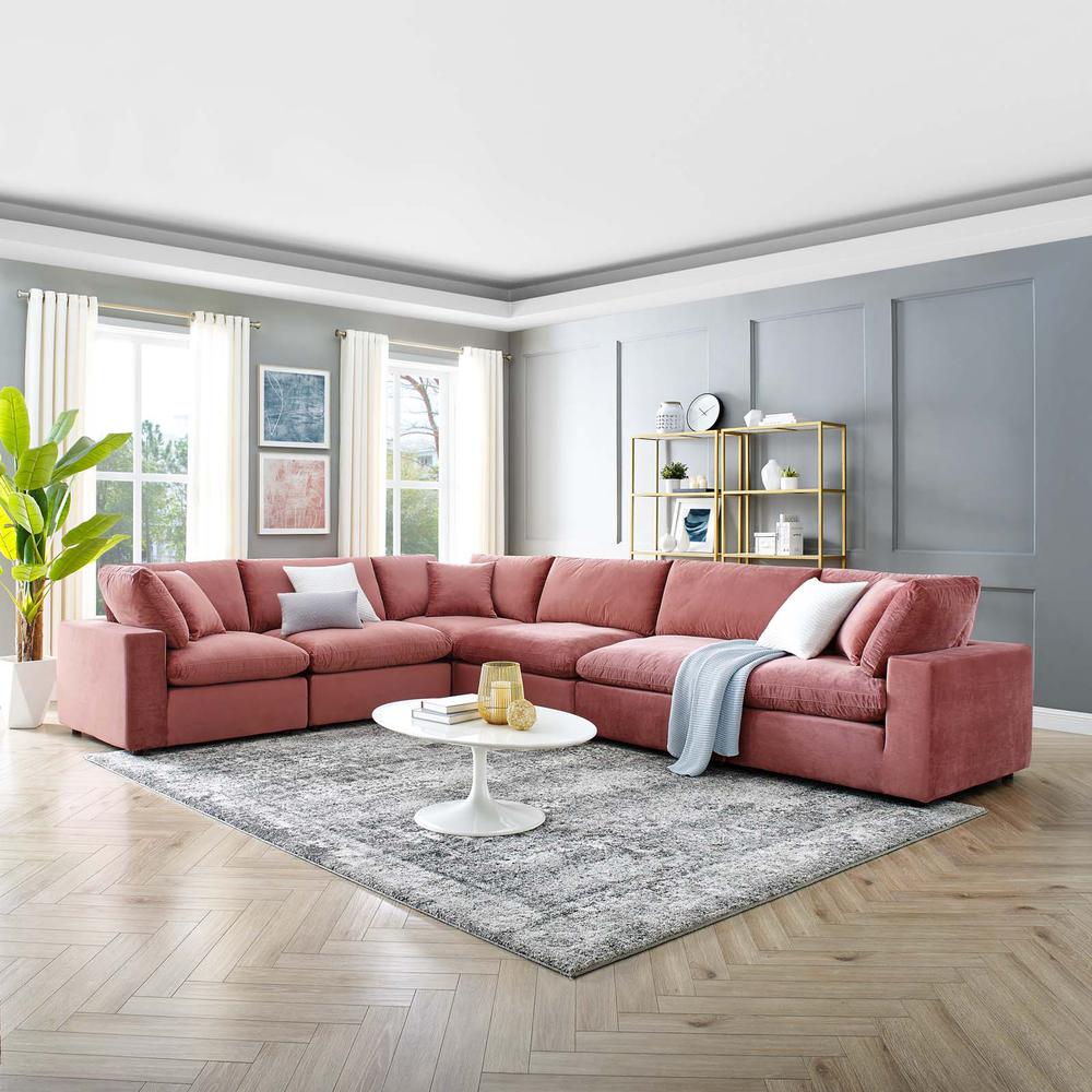 Commix Down Filled Overstuffed Performance Velvet 6-Piece Sectional Sofa. Picture 10