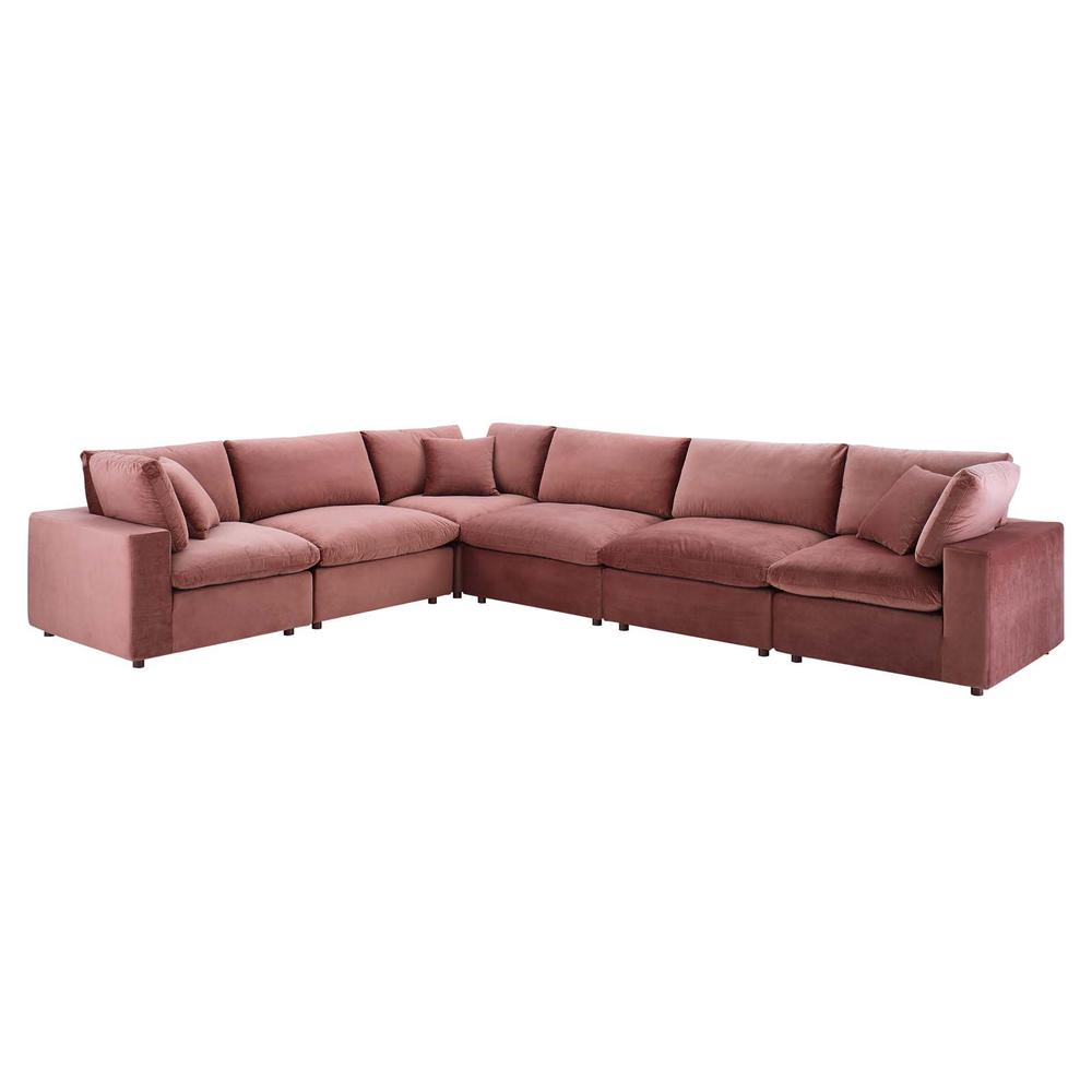 Commix Down Filled Overstuffed Performance Velvet 6-Piece Sectional Sofa. Picture 1