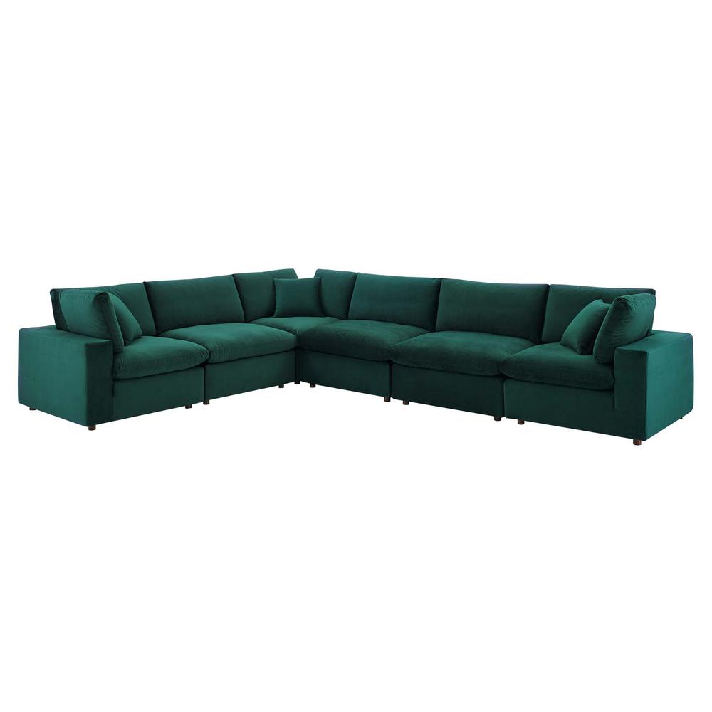 Commix Down Filled Overstuffed Performance Velvet 6-Piece Sectional Sofa. Picture 1