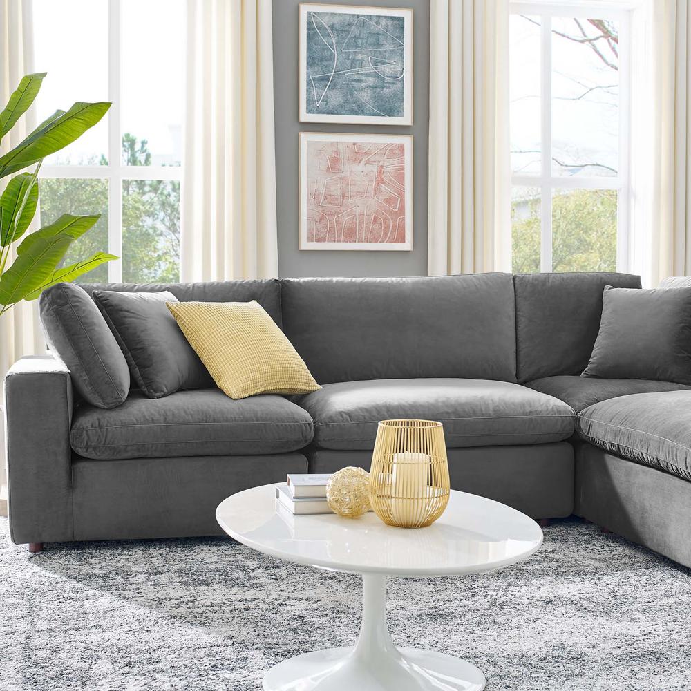 Commix Down Filled Overstuffed Performance Velvet 6-Piece Sectional Sofa. Picture 9