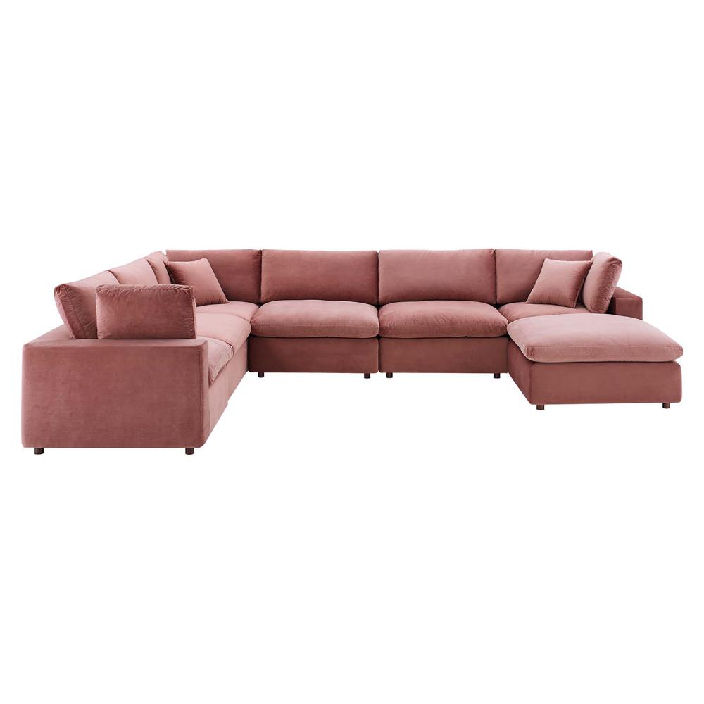 Commix Down Filled Overstuffed Performance Velvet 7-Piece Sectional Sofa. Picture 1