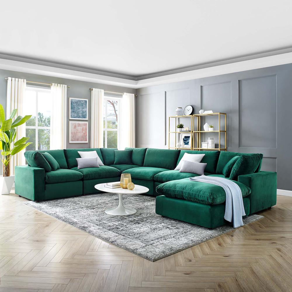 Commix Down Filled Overstuffed Performance Velvet 7-Piece Sectional Sofa. Picture 13