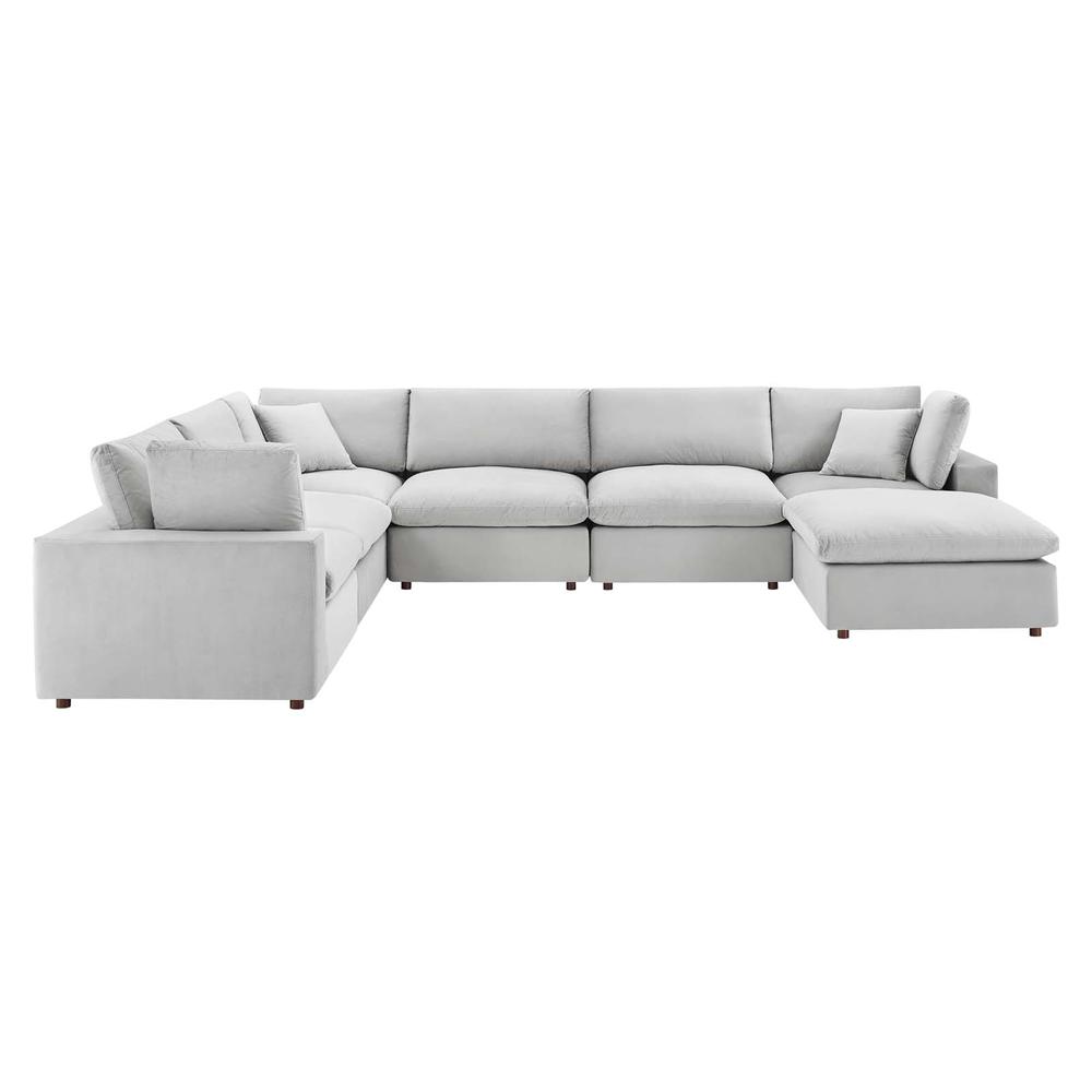 Commix Down Filled Overstuffed Performance Velvet 7-Piece Sectional Sofa. Picture 1