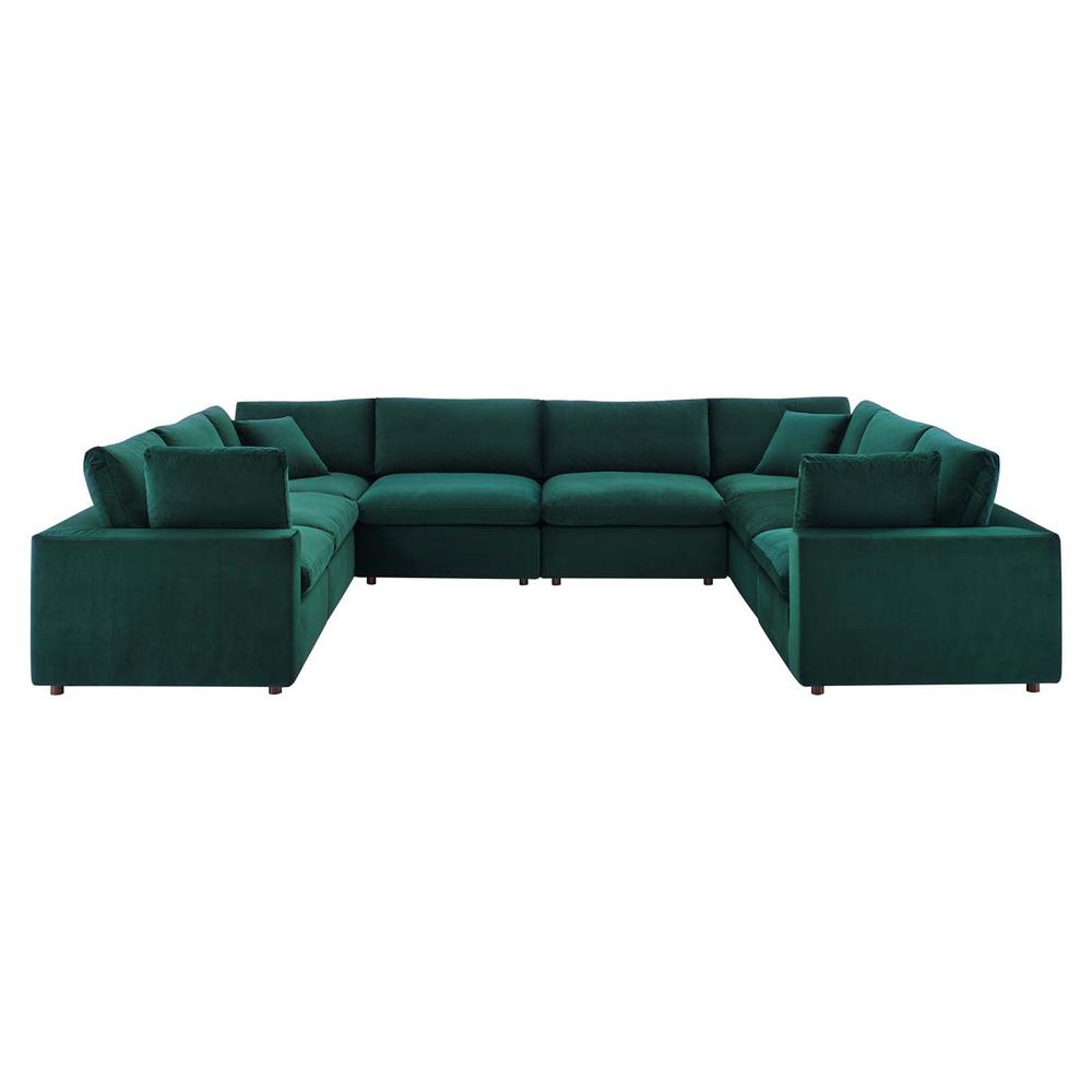 Commix Down Filled Overstuffed Performance Velvet 	8-Piece Sectional Sofa - Green EEI-4826-GRN. The main picture.