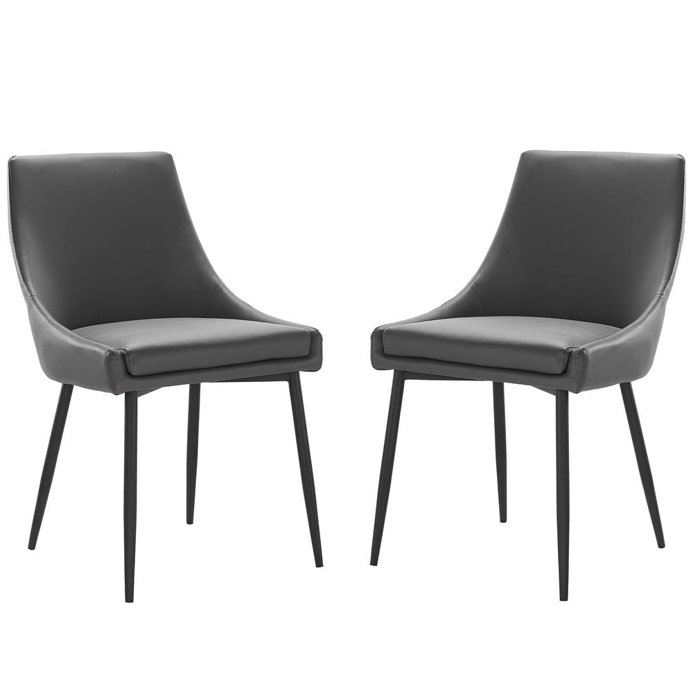 Viscount Vegan Leather Dining Chairs - Set of 2. Picture 1
