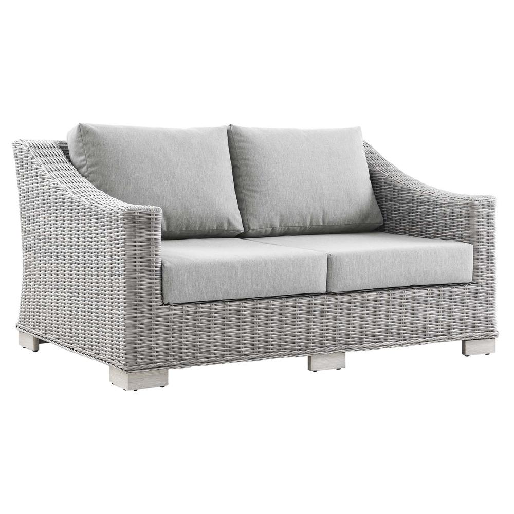 Conway Outdoor Patio Wicker Rattan Loveseat. Picture 1
