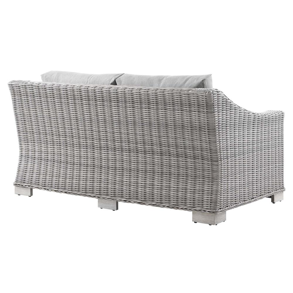 Conway Outdoor Patio Wicker Rattan Loveseat. Picture 4