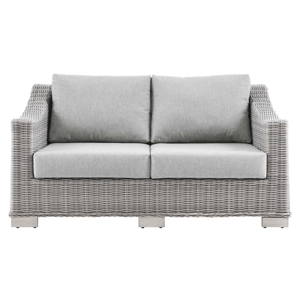Conway Outdoor Patio Wicker Rattan Loveseat. Picture 5