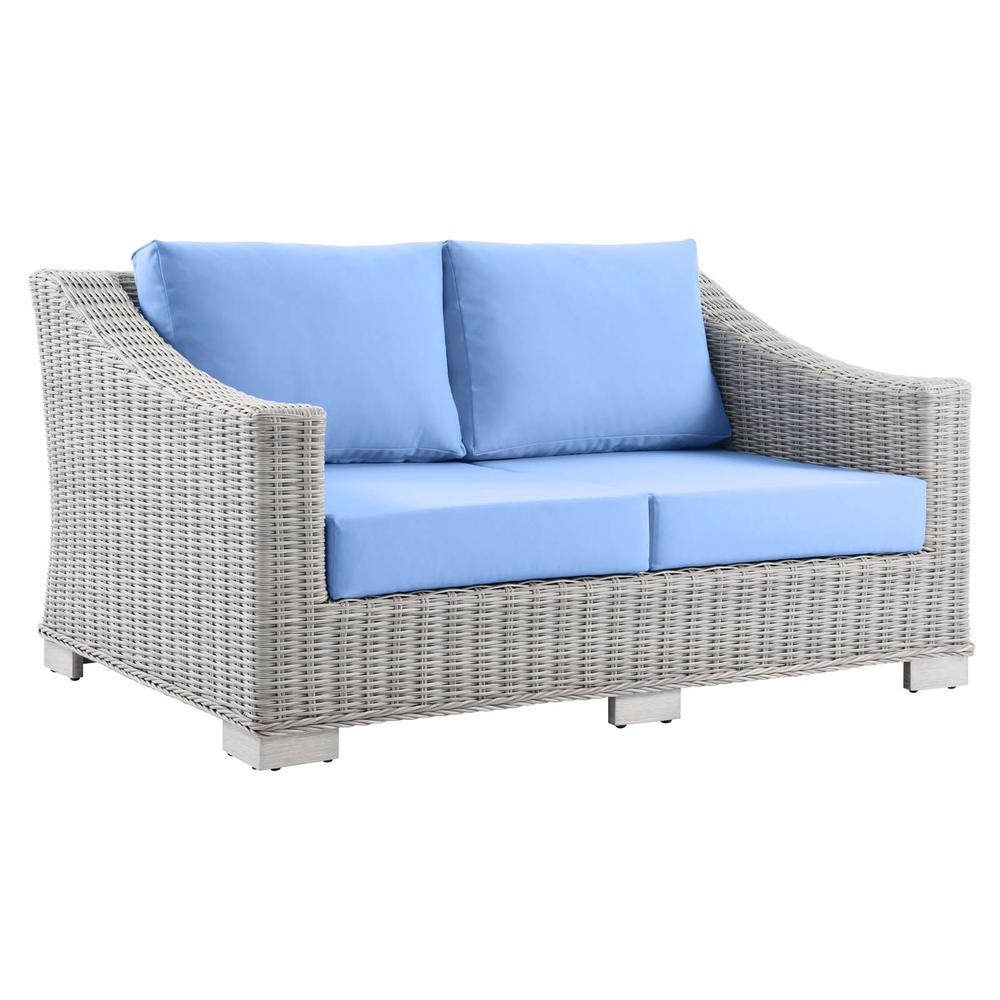 Conway Outdoor Patio Wicker Rattan Loveseat. Picture 1