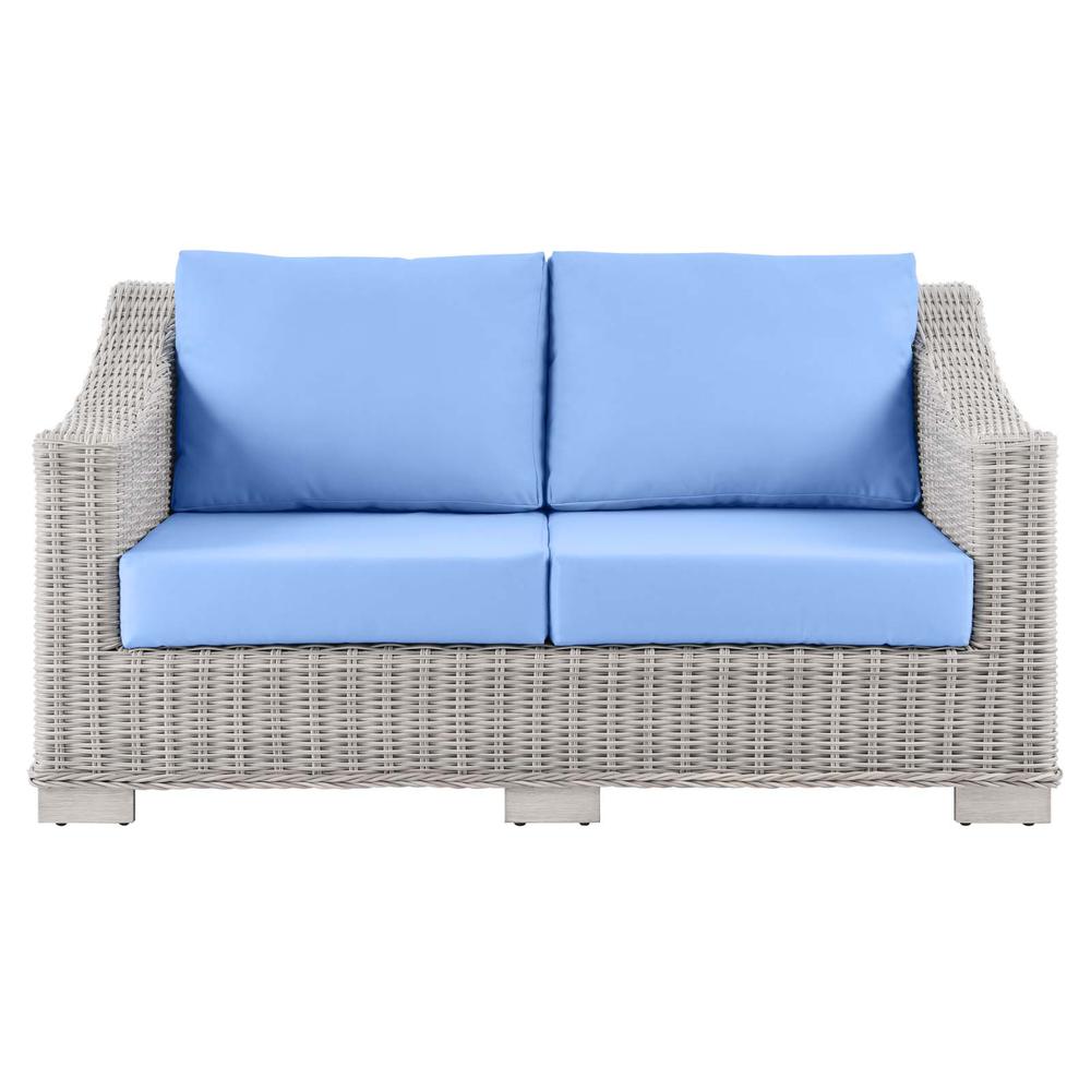 Conway Outdoor Patio Wicker Rattan Loveseat. Picture 5