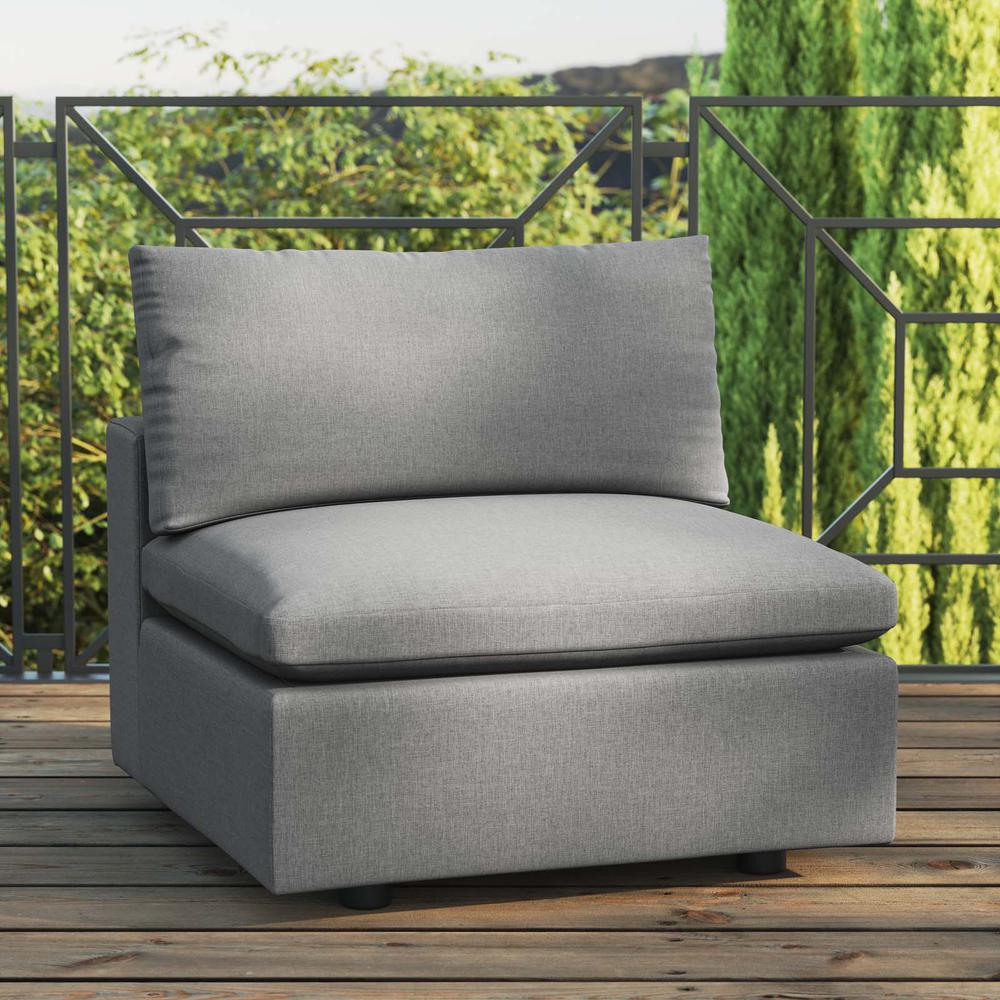 Commix Overstuffed Outdoor Patio Armless Chair. Picture 7