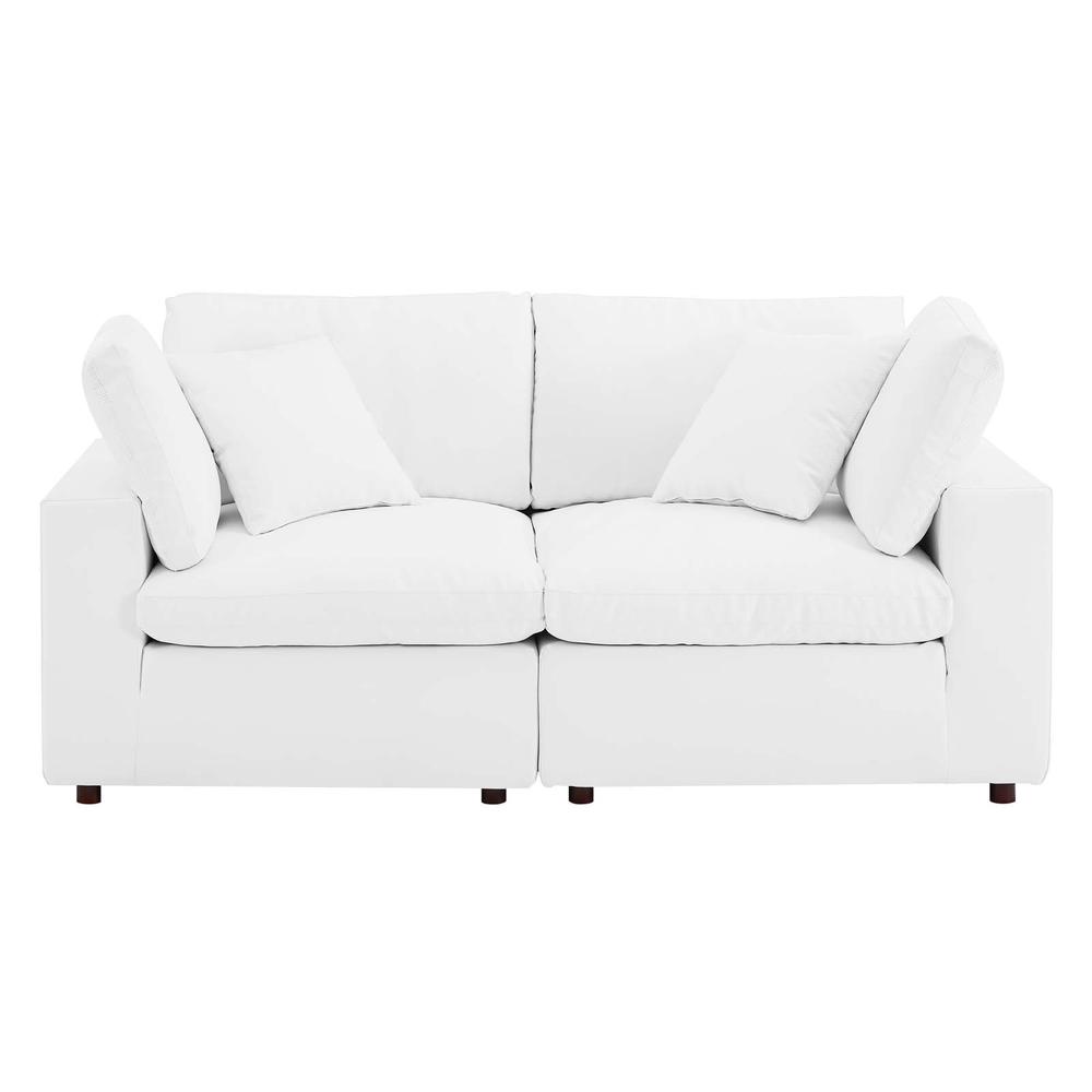 Commix Down Filled Overstuffed Vegan Leather Loveseat - White EEI-4913-WHI. Picture 2
