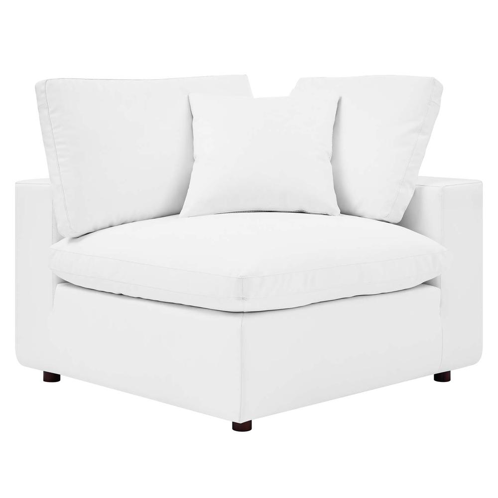Commix Down Filled Overstuffed Vegan Leather Loveseat - White EEI-4913-WHI. Picture 3