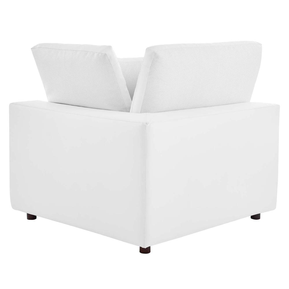 Commix Down Filled Overstuffed Vegan Leather Loveseat - White EEI-4913-WHI. Picture 4