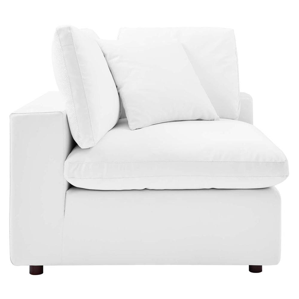 Commix Down Filled Overstuffed Vegan Leather Loveseat - White EEI-4913-WHI. Picture 5