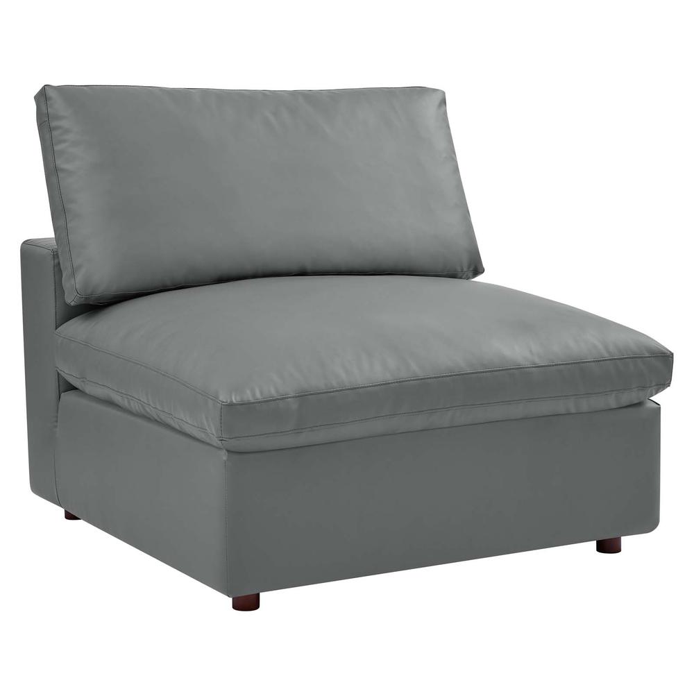 Commix Down Filled Overstuffed Vegan Leather 3-Seater Sofa - Gray EEI-4914-GRY. Picture 3