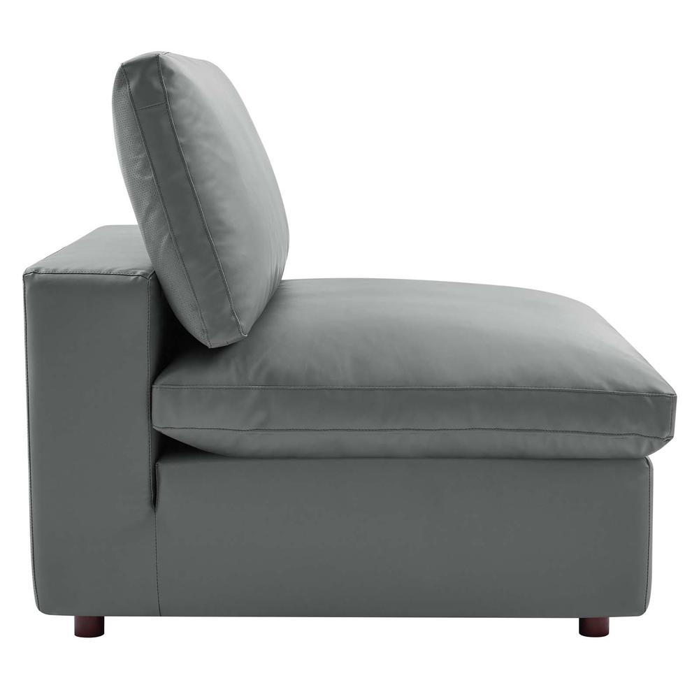Commix Down Filled Overstuffed Vegan Leather 3-Seater Sofa - Gray EEI-4914-GRY. Picture 4