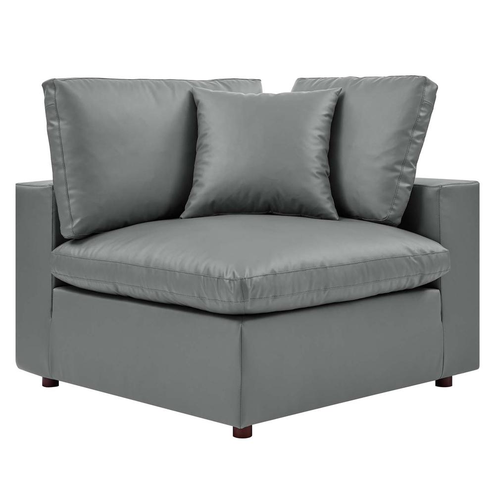 Commix Down Filled Overstuffed Vegan Leather 3-Seater Sofa - Gray EEI-4914-GRY. Picture 6