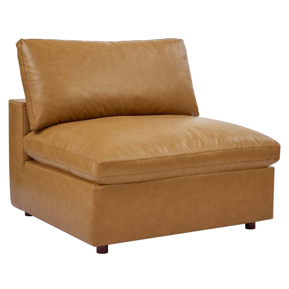 Commix Down Filled Overstuffed Vegan Leather 3-Seater Sofa - Tan EEI-4914-TAN. Picture 3