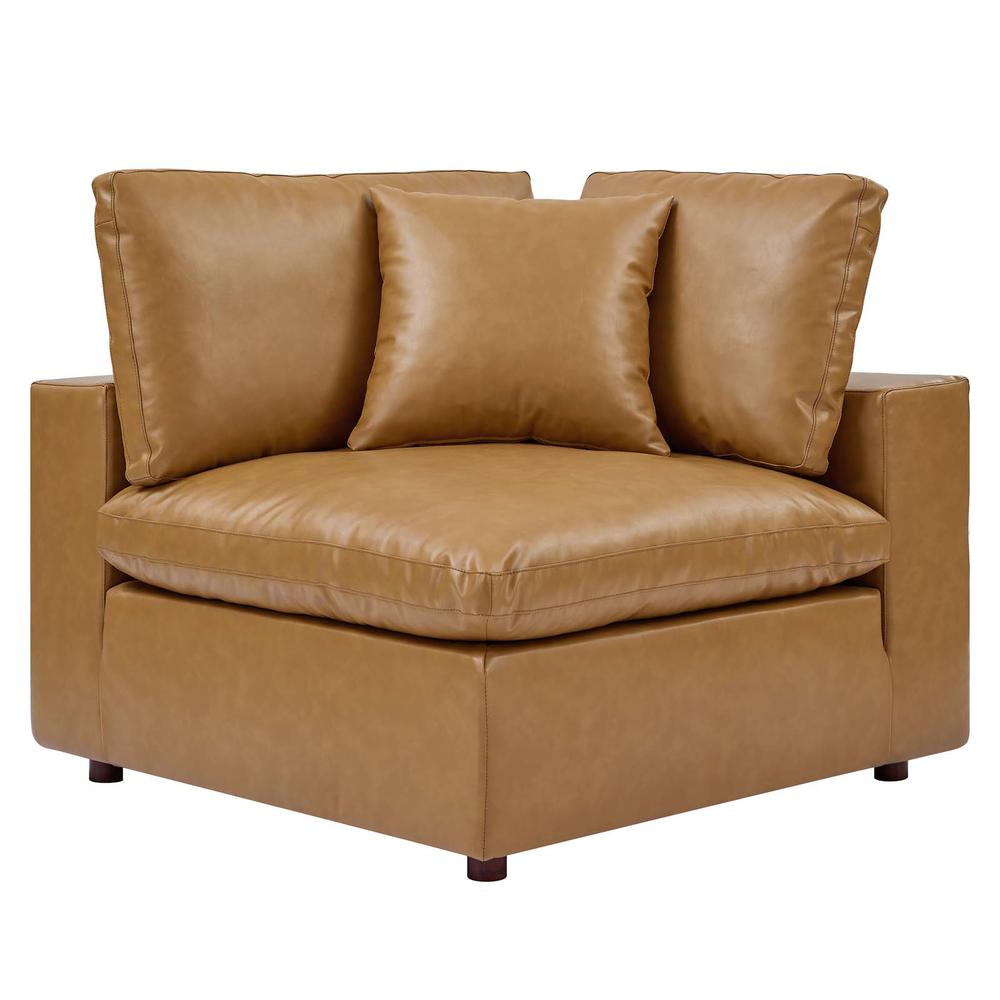 Commix Down Filled Overstuffed Vegan Leather 3-Seater Sofa - Tan EEI-4914-TAN. Picture 6
