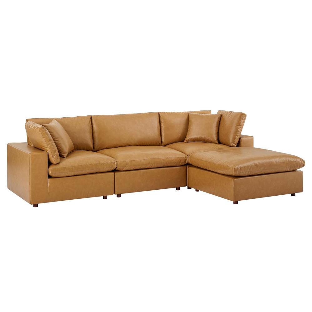 Commix Down Filled Overstuffed Vegan Leather 4-Piece Sectional Sofa. Picture 1