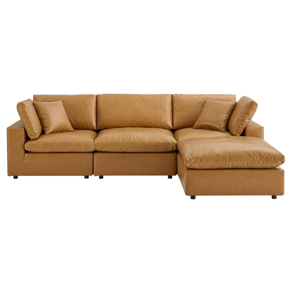Commix Down Filled Overstuffed Vegan Leather 4-Piece Sectional Sofa. Picture 2