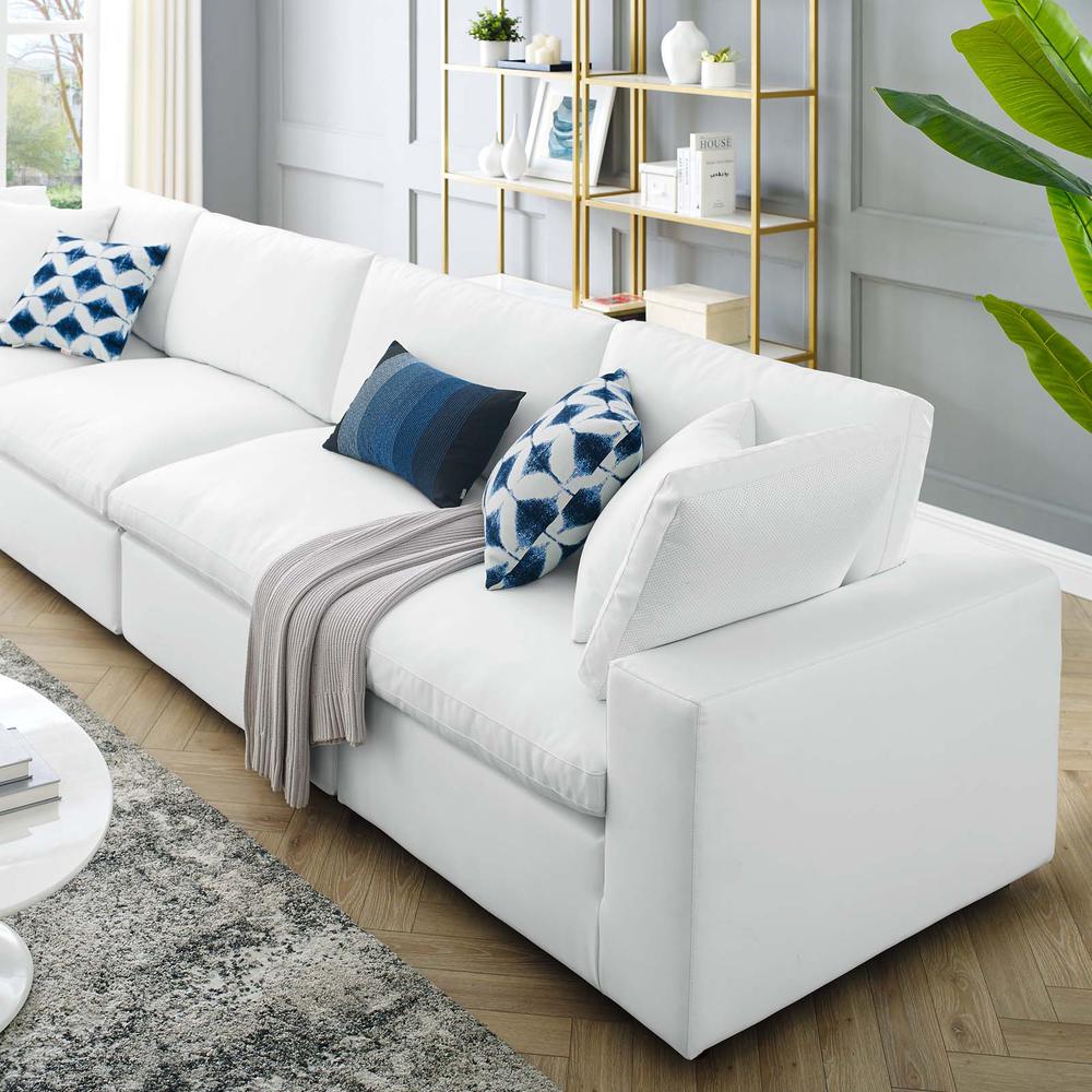 Commix Down Filled Overstuffed Vegan Leather 4-Seater Sofa - White EEI-4916-WHI. Picture 9