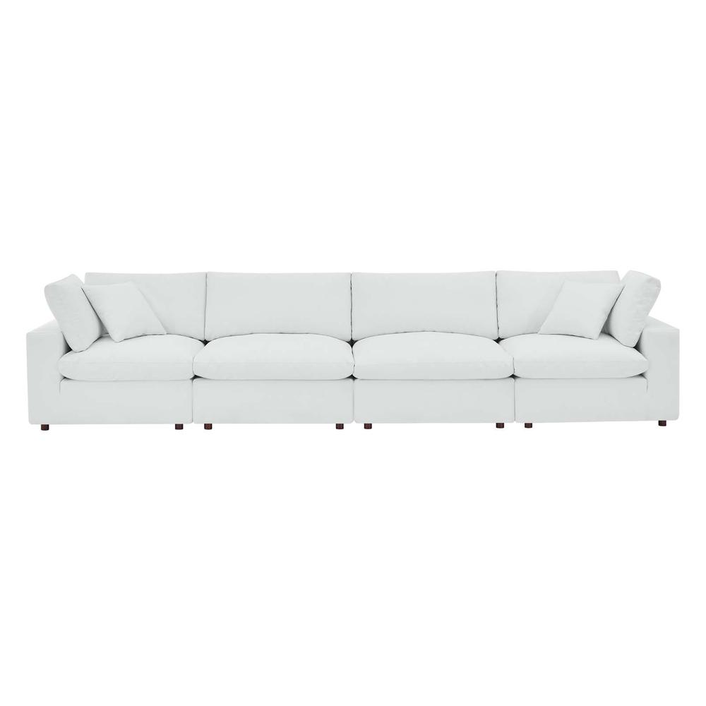 Commix Down Filled Overstuffed Vegan Leather 4-Seater Sofa - White EEI-4916-WHI. The main picture.