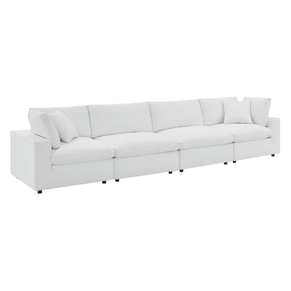 Commix Down Filled Overstuffed Vegan Leather 4-Seater Sofa - White EEI-4916-WHI. Picture 2