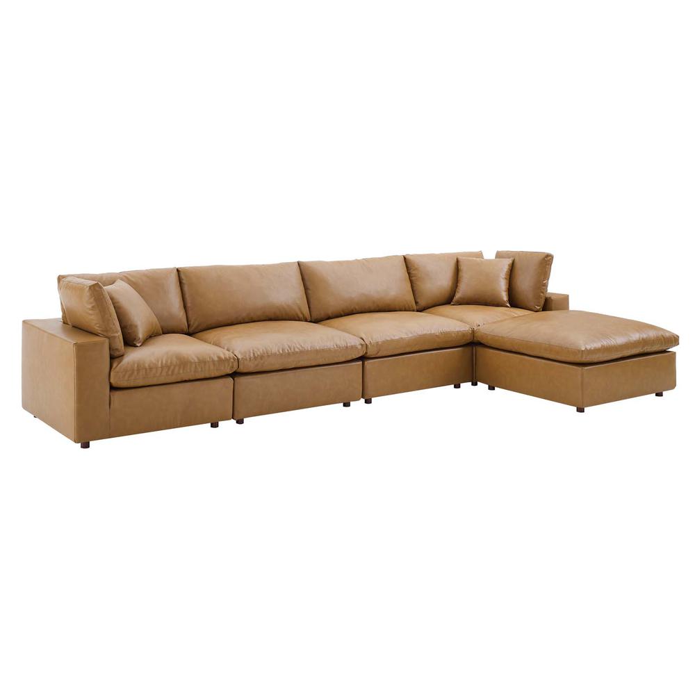 Commix Down Filled Overstuffed Vegan Leather 5-Piece Sectional Sofa. Picture 2