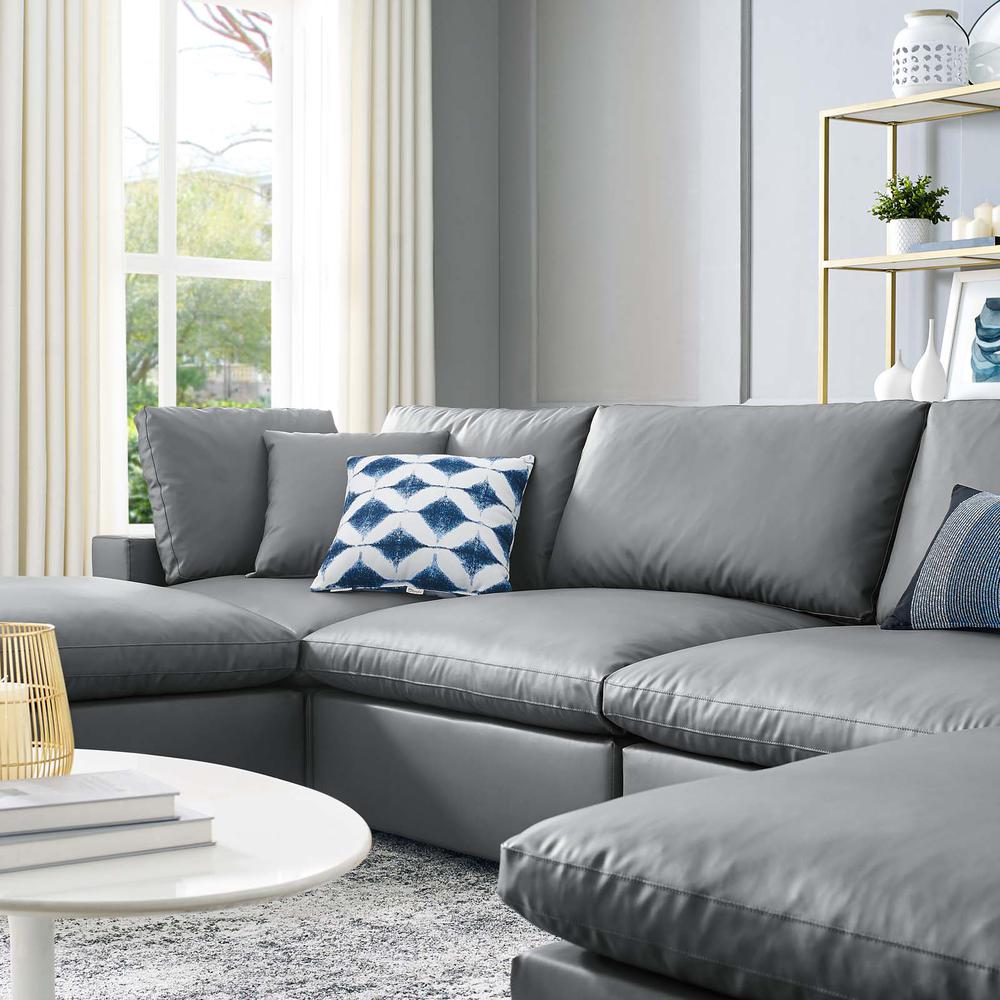 Commix Down Filled Overstuffed Vegan Leather 6-Piece Sectional Sofa - Gray EEI-4918-GRY. Picture 12