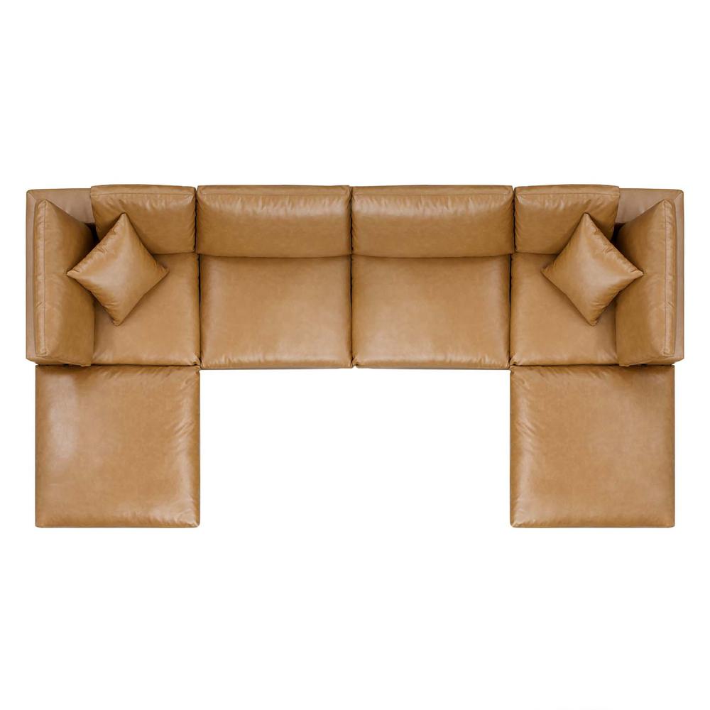 Commix Down Filled Overstuffed Vegan Leather 6-Piece Sectional Sofa - Tan EEI-4918-TAN. Picture 2